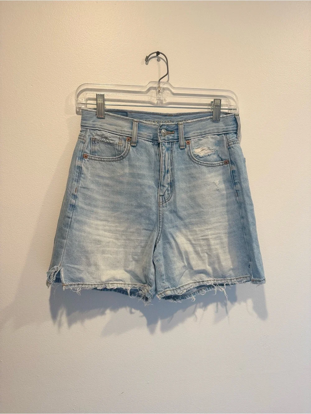 American Eagle Light Wash Denim Cutoff Shorts